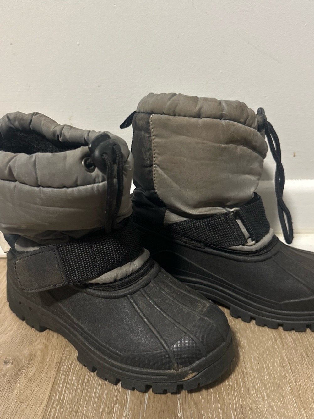 Kids Waterproof Grey and Black Winter Snow Boots